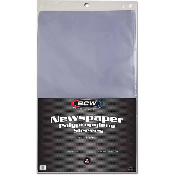 BCW Newspaper 2-mil Polypropylene Sleeves 16" X 24" | 50-Sleeves per Pack | 1-Pack