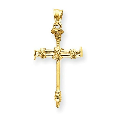 14k Yellow Gold Polished Nail Cross Pendant