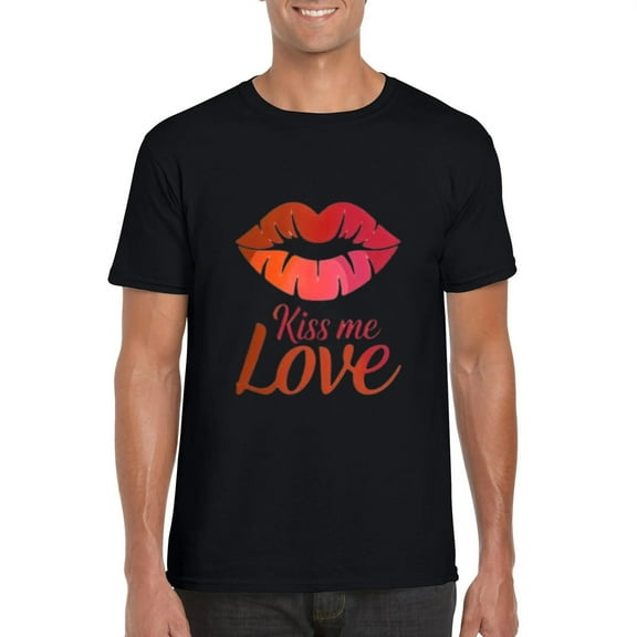 Kiss Me Love Red Lips Passion Romance Valentines Day Cute T-Shirt, for men & women, up to size 5XL