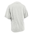 thumbnail image 6 of Daznico Women's Henley V Notch Neck Linen Blend Blouse Short Sleeve Casual Summer Loose Fit Solid Tops,XXL, 6 of 6
