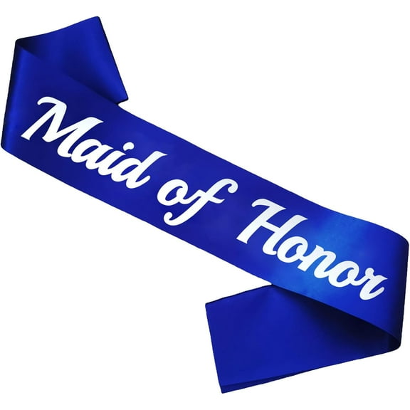 1 pcs Maid of Honor Sash,Blue Bachelorette Sash with sliver Foil Engagement Gifts for Bridesmaid, Maid of Honor Sash for Bridal Shower & Wedding Party