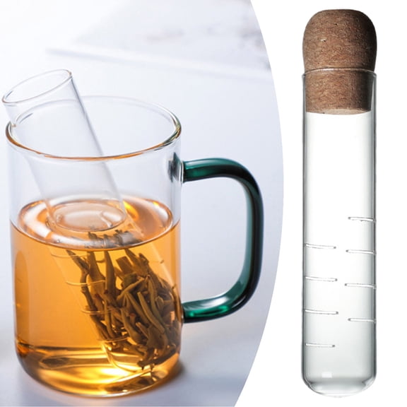 uhnmk Glass Tea Infusers for Loose Tea Loose Leaf Tea Steeper Strainers for Long Leaf Tea Reusable Glass Diffuser with Cork Glass Tea Steeper for Cup Tea Accessories for Tea Lovers