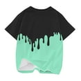 thumbnail image 4 of AJTQTH Boys Girls Cute Tshirts Kids Color Block Short Sleeve Crewneck Tees Tops Summer Casual Comfortable Fit Loose Shirts Blouses Clothes Outfits Mint Green 5-6 Years, 4 of 4