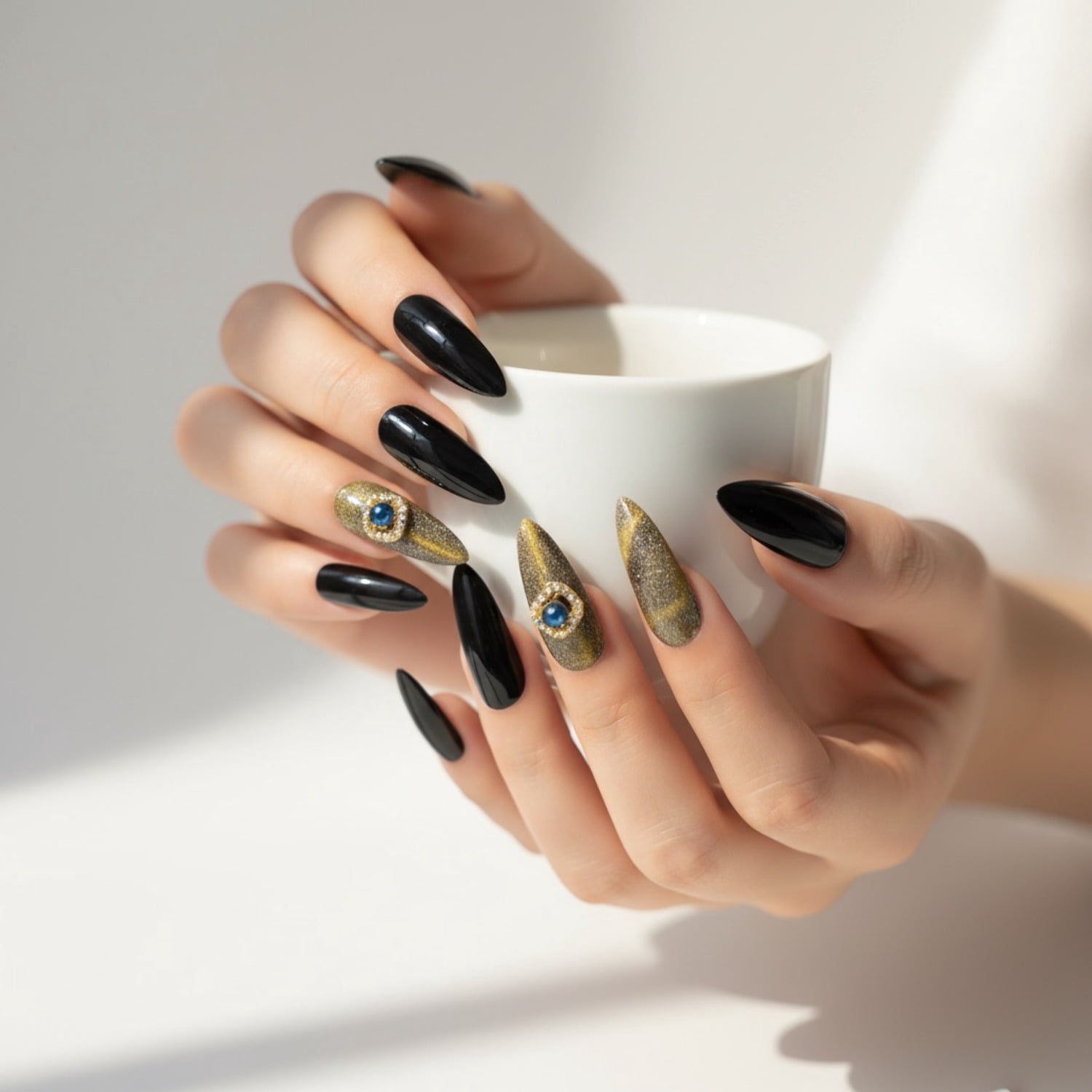 Nude Animal Print French Press On Nails, Extra Long Coffin Ballerina Fake Nails, Wild Side