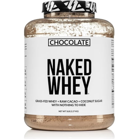 NAKED Whey Protein Supplement Powder, Chocolate, GMO Free, Soy Free, Gluten Free Aid Muscle Growth and Recovery 60 Servings, 5 Ib