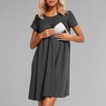 thumbnail image 2 of Gyujnb Classic Crew Neck Short Sleeve Maternity Nursing Nightgown Wrap Hidden Lift Up Breastfeeding Opening Loose Flowy A Line Knee Length Soft Breathable Stretch Knit Gown,M, 2 of 8