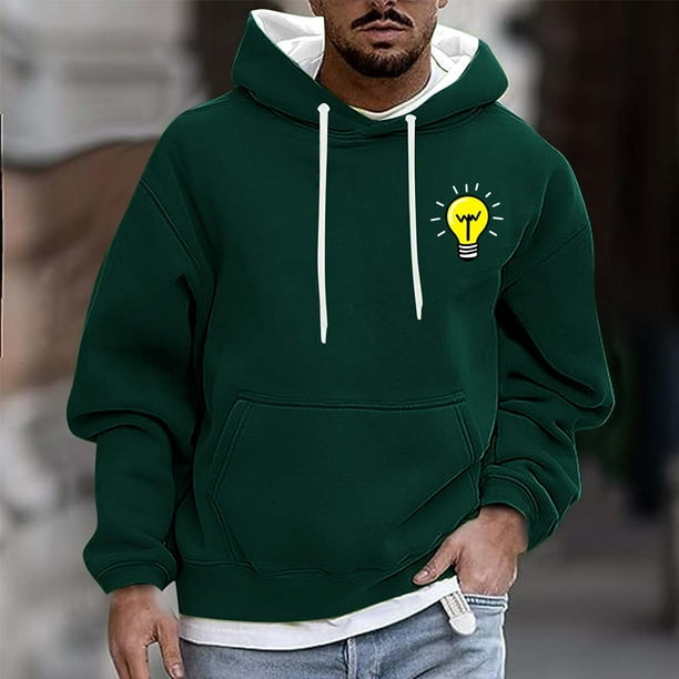 Dolkfu Sudadera con capucha para hombres, sudadera de manga larga estampada, camiseta deportiva con cordón para hombres XL