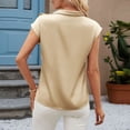 thumbnail image 3 of Plus Shirts for Women Plus Size Solid Color Cap Sleeve Satin Blouse, 3 of 6