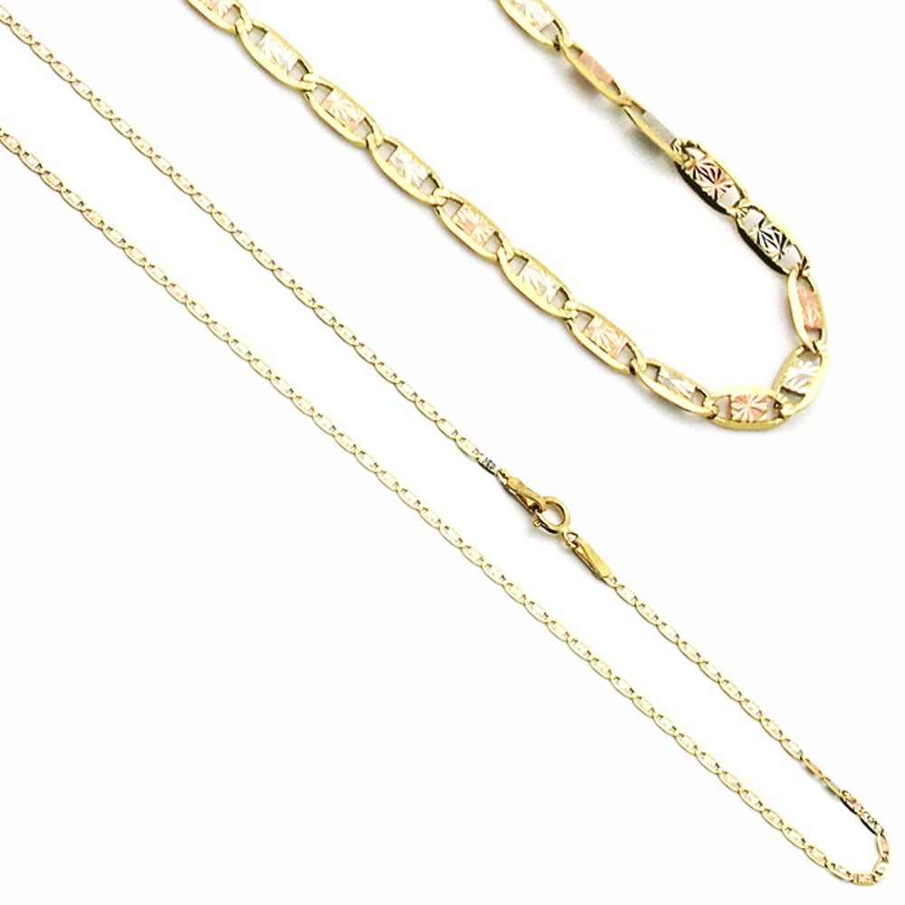 14K Tri-Color Gold Valentino Chain Necklaces Width 1.5mm - Walmart.com
