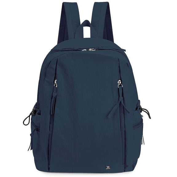 BadPiggies Nylon Backpack for Women Men, 20L Wear-Resistant Backpacks Casual Lightweight School Travel Daypack (Navy)