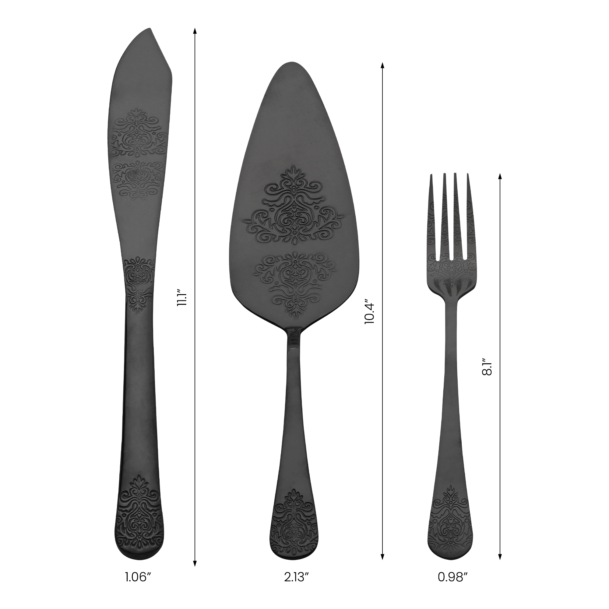 Unique Bargains Stainless Steel Silverware Set with Pie Spatula 4 Piece Black