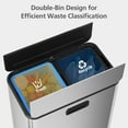 thumbnail image 6 of Dual Compartment 15 Gallon Stainless Steel Step Trash Can, Slim Rectangular Butterfly Lid Recycling Bin, Odor Proof Slow Close with Removable Inner Buckets for Kitchen, 6 of 8