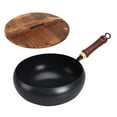 thumbnail image 4 of Shoreew Traditional Forged Iron Wok with Wooden Lid Non-Stick Uncoated Iron Pan Japanese Cookware for Gas Induction & Electric Stoves, 4 of 7