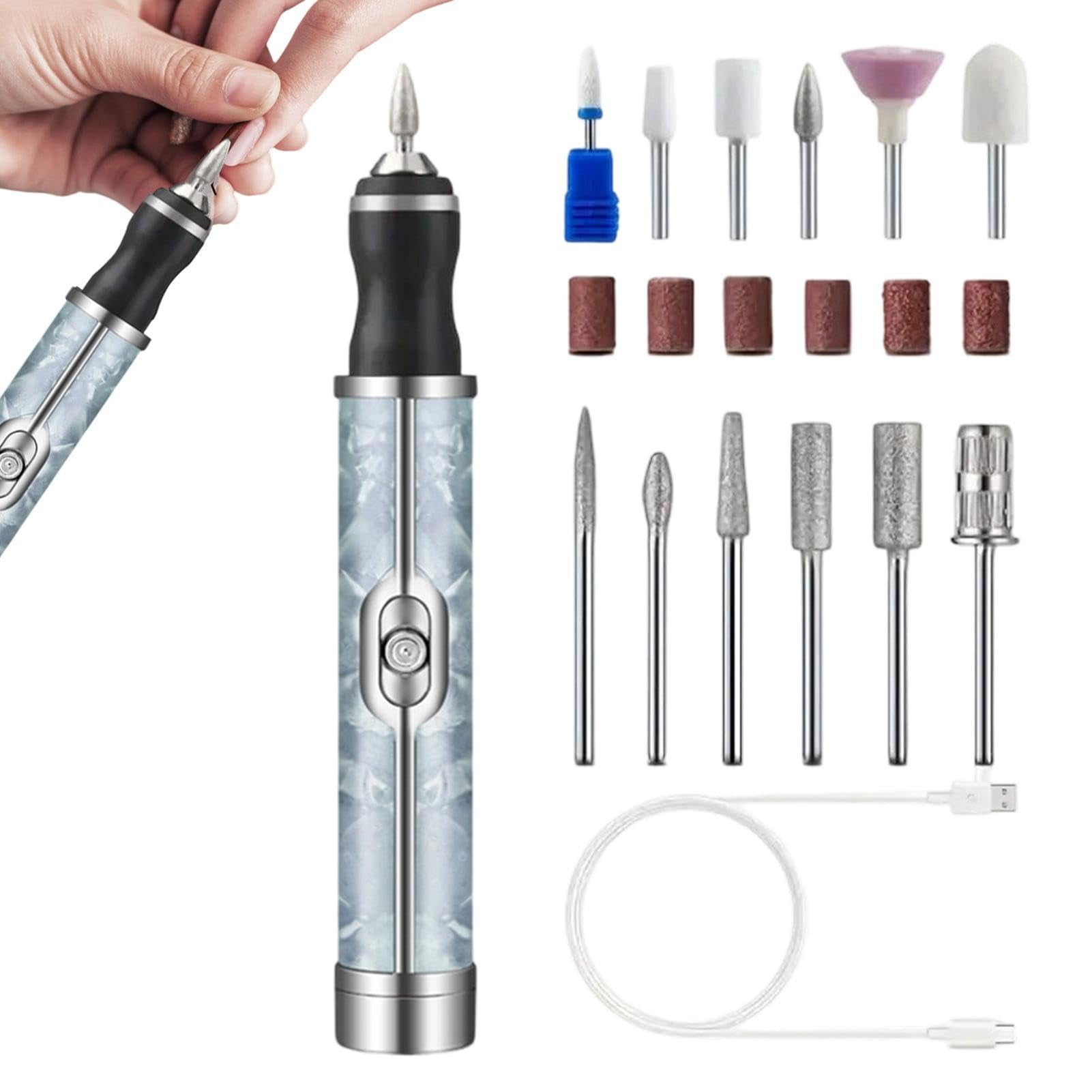 Electric Nail File, 4-Speed Cordless Rechargeable Pedicure Tool, Nail Drill Kit | for Men Women Cuticle Thick Toenails Foot Salon Travel Home
