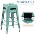 thumbnail image 4 of 24 Inch Metal Bar Stools Set of 2, Stackable Backless Industrial Stools for Indoor Outdoor Kitchen Dining Patio Garden Classroom (Distressed Mint Green), 4 of 10