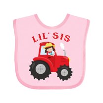 Inktastic Farmer Tractor Little Sis Girls Baby Bib