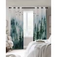 thumbnail image 4 of Green Forest Fog Blackout Curtains for Bedroom Living Room Darkening Curtains 54 Inch Long Watercolor Abstract Art Short Curtain for Small Window Treatment Thermal Insulated Grommet Drapes 52"x54"x2, 4 of 9