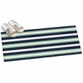 thumbnail image 2 of Hallway Runner Rug 2'x6', Green Navy Blue Striped Kitchen Runner Rugs Non-Slip Carpet Mats, Chic Abstract Lines Geometric Bedside Rugs Runners Washable Floor Carpet for Bathroom Laundry Room, 2 of 8