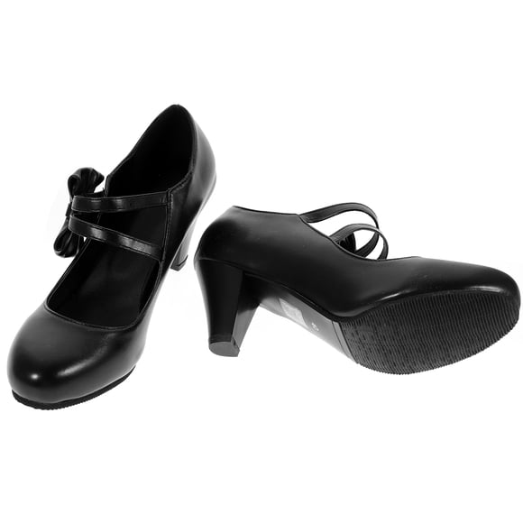 DEEPCRAFF 1 Pair Heel Support Shoes for Women Black Bowknot Light Mouth for Daily Wear