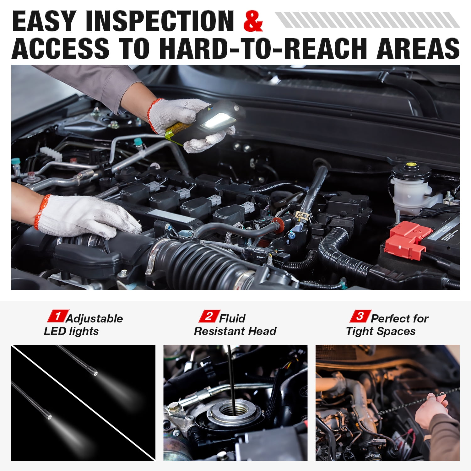LAUNCH VSP-600 Borescope 6 Adjustable LED Lights Endoscope Inspection Camera Multi-Scenarios IP67 Waterproof Suit for LAUNCH X431 Scanners and Android Mobile PC