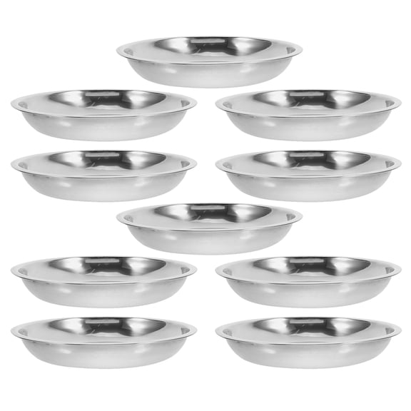 FUTUREORYY 10Pcs Stainless Steel Cat Bowls Shallow Flat Metal Pet Food Dish for Small Dogs and Cats