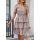 thumbnail image 4 of Vestido PRETTYGARDEN Floral de Verano con Escote Cuadrado y Volantes XL, 4 of 7