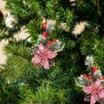 thumbnail image 6 of CuiLiyq 10 PCS Poinsettia Flowers, Christmas Artificial Glitter Flower with Pine Neddles Berry Decorations, for Garland Wreath Tree Home Holiday Wedding Party Decor (Pink), 6 of 6
