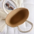 thumbnail image 1 of Bolso de playa tejido informal para mujer de verano para vacaciones (blanco + caqui), 1 of 8