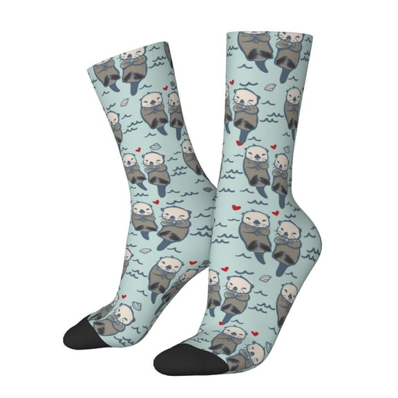 Honeii Sea Otter Print Adult Socks,Crew Socks,Casual Calf Socks,Daily Wear Socks for Men & Women, Perfect for Sports, Casual and Everyday Use