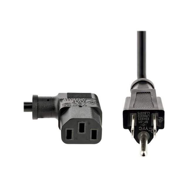 StarTech.com 3ft (1m) Computer Power Cord, NEMA 5-15P to Right Angle C13 Power Cord, 10A 125V, 18AWG, Replacement AC Power Cord, Monitor Power Cable, NEMA 5-15P to IEC 60320 C13 Power Cord - PC Power Supply Cable - Power cable - power IEC 60320 C13 to NEMA 5-15 (M) - AC 125 V - 10 A - 3 ft - right-angled connector - black