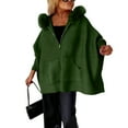 thumbnail image 2 of Women's Fashion Casual Button Long Sleeve Round Neck Plush Jacket for Daily Wear, Winter Outings, and Holiday Gatherings,Army Green,L, 2 of 7