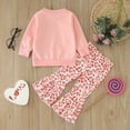thumbnail image 7 of Gunia Girls Valentines Day Outfit Long Sleeve Valentine's Day Letter Prints T Shirt Pullover Tops Bell Bottoms Pants Cute 18-24 Months, 7 of 7