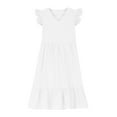 thumbnail image 4 of YangJinLian Girls Summer Dress Sleeveless V Neck Mini Dresses Casual Flowy Boho Ruffle A Line Swing Sundress, 4 of 5