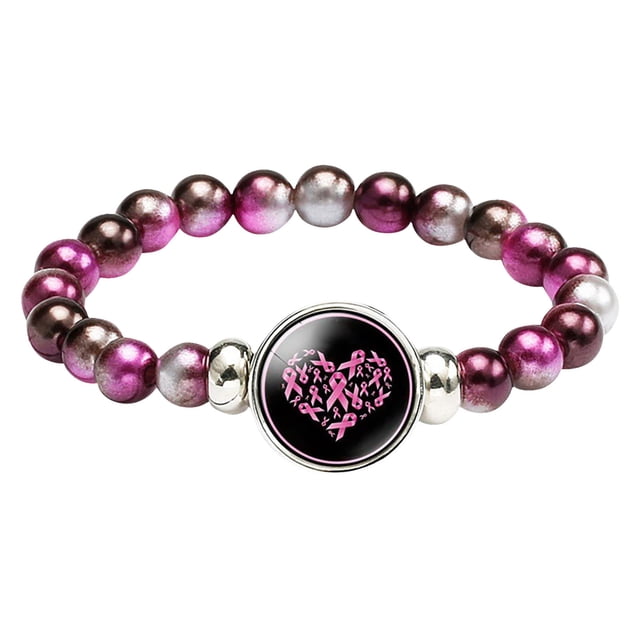 Cancer Awareness Bracelet Ribbon Charm Jewelry For Women Support Strength Inspirational