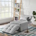 thumbnail image 5 of Velvet Folding Sofa Bed Sleeper Chair with Adjustable Backrest Grey, 5 of 5