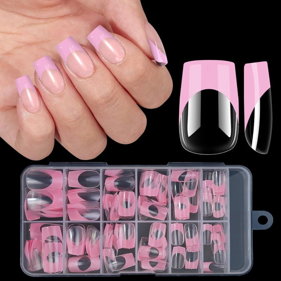 Tarmeek French Press on Nails Full Cover Reusable False Nails with Adhesive | Artificial Acrylic Nails for Women Girls | Coffin Almond Stiletto Nail Tips Manicure Set DIY Nail Art