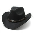 thumbnail image 1 of Sombrero de copa vaquero occidental Fieltro negro, 1 of 4