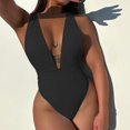 thumbnail image 6 of Sngxgn Women Swimsuits Ruffle Tummy Control Bathing Suit(Black,L), 6 of 8