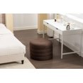 thumbnail image 6 of Storage Ottoman, Upholstered Round Ottoman with Storage, Small Ottoman with Storage, Reversible Cover Plate, for Entryway Living Room  Bedroom, Brown  Boucle, 6 of 8