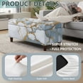 thumbnail image 4 of SEANATIVE Stretch Ottoman Slipcover for Storage Ottoman, Rectangular Footrest Stool Cover Dustproof Furniture Protector Removable Storage Bench Slipcover, M, Marble White Gold Gray, 4 of 7