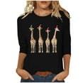 thumbnail image 2 of Mifsaly Womens Christmas 3/4 Sleeve Shirts Plus Size Xmas Loose Tunic T-Shirt Cute Print Thanksgiving Dinner Pullover Tops 2025 Festival Party Blouse, 2 of 5