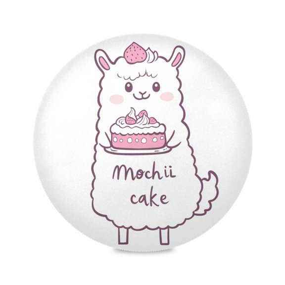 15.4inch Round Placemats, DIY Printing Design, Suitable for Kitchen, Table Party Decoration A Cute Alpaca