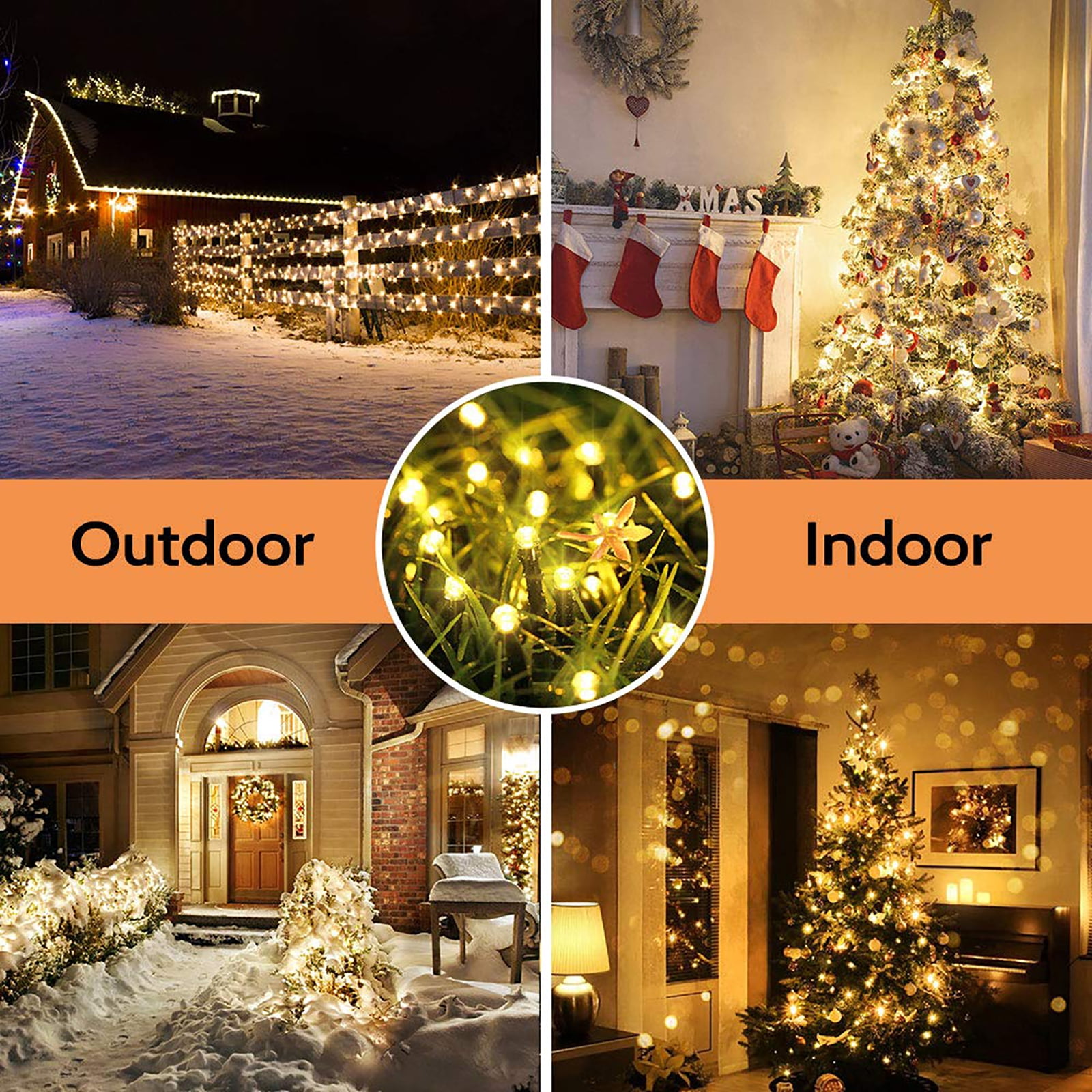 Toodour Solar String Lights Outdoor, 2 Pack Total 144ft 400 LED Waterproof Solar Powered Christmas Lights with 8 Modes for Garden Party Wedding Xmas Tree Decor, Warm White
