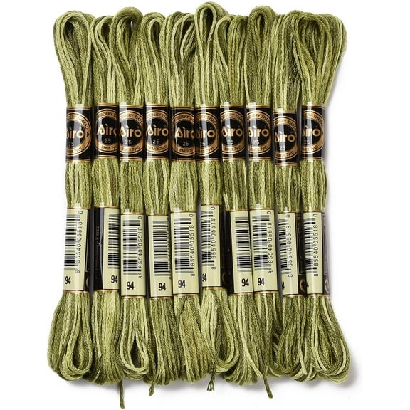 10 Skeins 6-Ply Polyester Embroidery Floss Cross Stitch Threads Segment Dyed Olive Drab 0.5mm about 8.75 Yards(8m)/skein