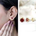 thumbnail image 3 of Rosec Jewels Lab Created Ruby Solitaire Stud Earrings for Women - 6 mm - 2.74 Carat - AAAA Grade - with Screw Back - Ready to Gift, 18K Yellow Gold, 3 of 7