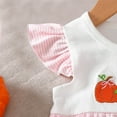 thumbnail image 4 of mgoYE 9 Month Baby Girl Clothes Halloween Baby Clothes Striped Smocked Romper Bubble Onesie Bodysuit Shirt Fall Outfit|Pink 3-6 Months, 4 of 8