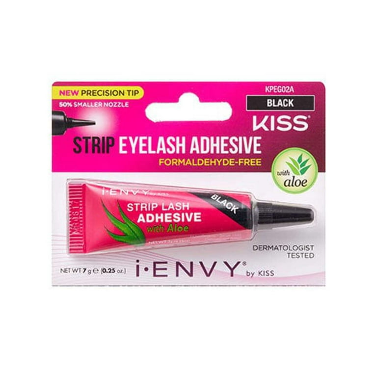 KISS iEnvy Strip Eyelash Adhesive, Black, Aloe, Waterproof, Quick