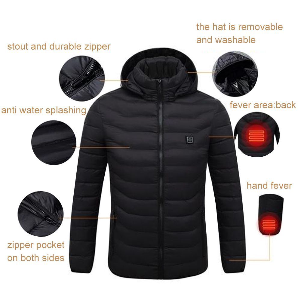 USB Heater Hunting Vest Heated Jacket Heating Winter Clothes Men Thermal Outdoor-Red XXL size - image 2 of 5