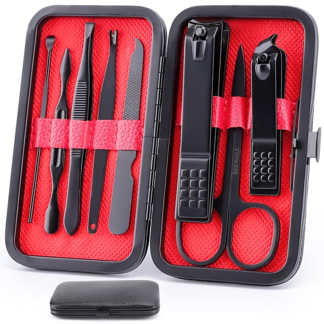 Onlywee - Juego de manicura premium para mujeres y hombres, 8 cortaúñas de acero inoxidable, herramientas para el cuidado de las uñas de las manos y los pies, kit de pedicura de regalo de aseo profesi