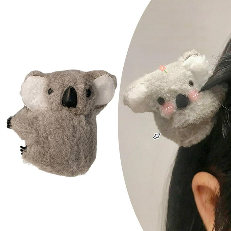 Koala Bear Plush Hairpin Clip Cute Animals Cosplay Hair Accessories Gray 
